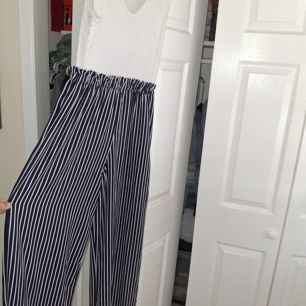 Elegant Black and White Striped Jumpsuit